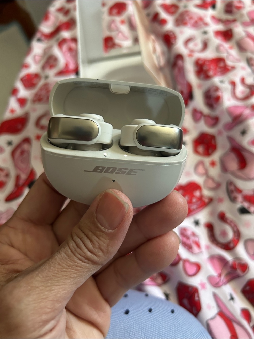Bose White Earbuds with Silver Accents